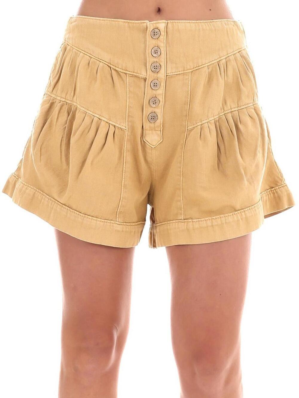 Free People We The Free Fleur Light Mustard Ruffle Button Fly  Shorts S Boho EUC